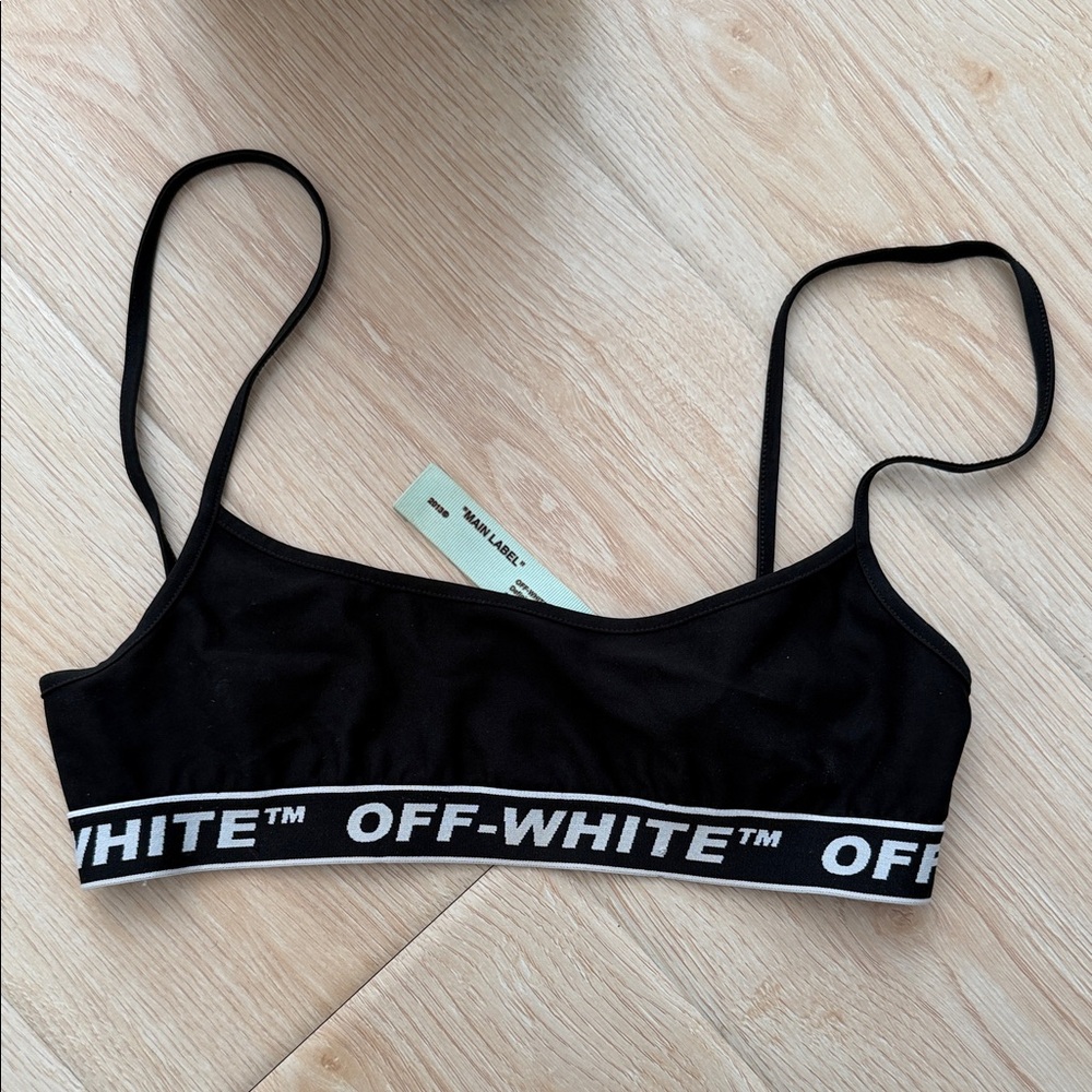 Off-White Black Bralette with Logo Band